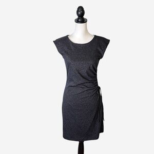 LOFT Womens Dress Size S Cap Sleeve Ruched Side Charcoal Gray NEW